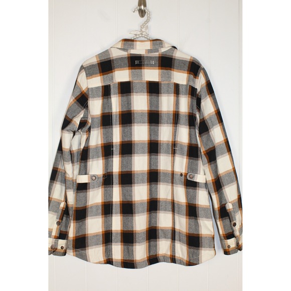 Duluth Trading Women's Brown Black Plaid Flannel Shacket Fleece Lined Size Med - Picture 6 of 8